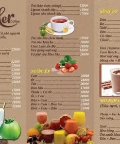 In Menu Quán Cà Phê