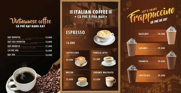 Chúng tôi nhận in menu quán cafe  tại Hà Nội