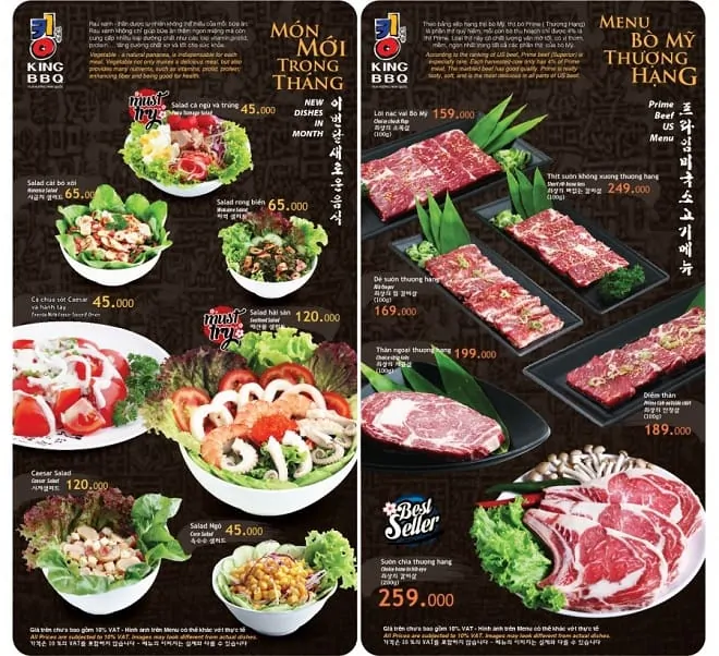 Những hình ảnh trong cuốn menu cần phù hợp với phong cách của nhà hàng