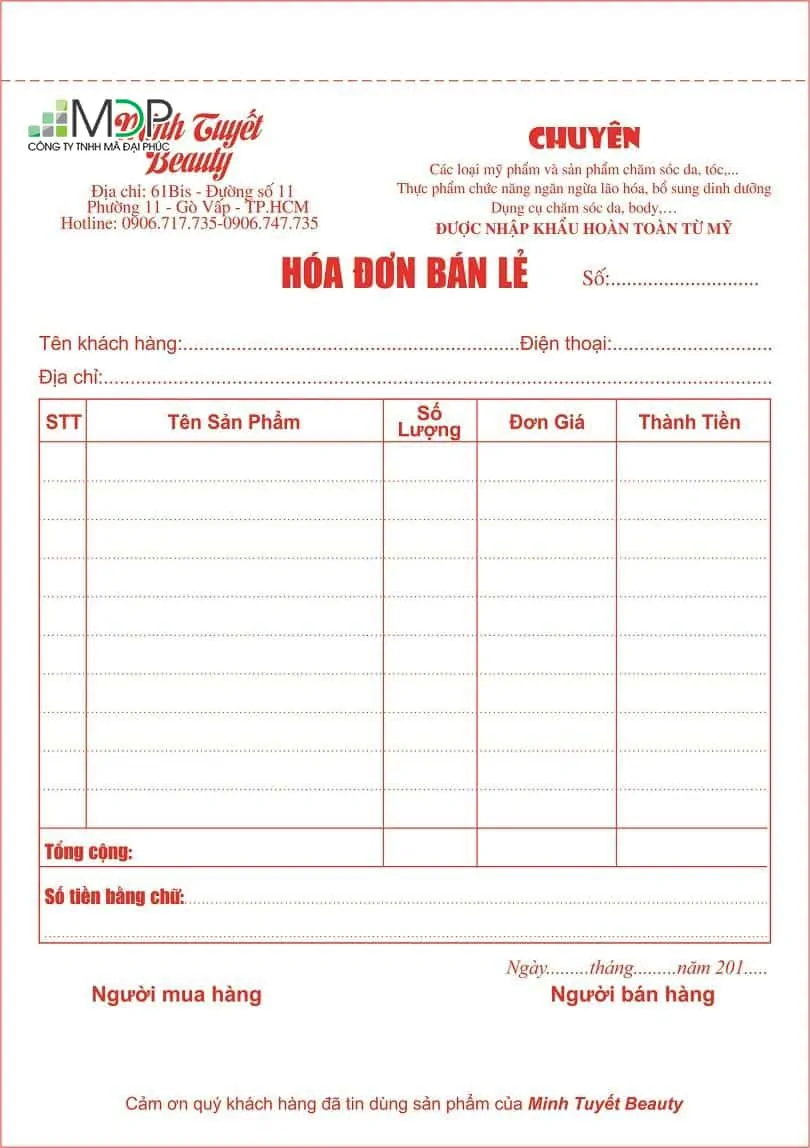 Báo giá in hóa đơn bán lẻ trên internet đều là những con số hấp dẫn