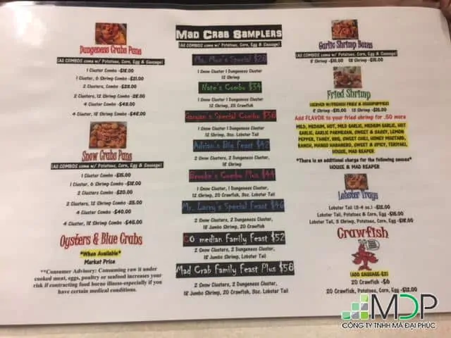 Các bước của quy trình in menu