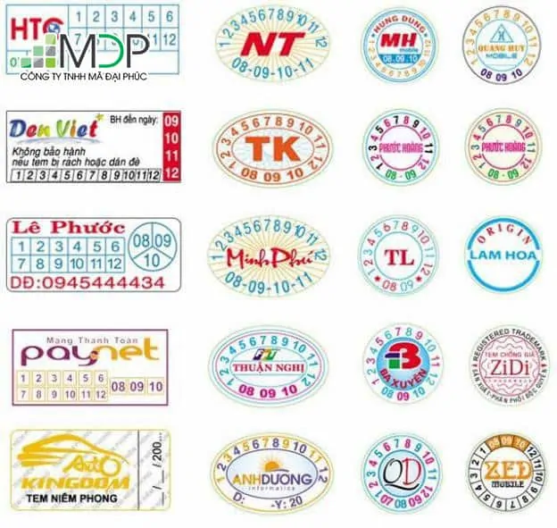 Có nhiều loại hình dáng tem bảo hành khác nhau