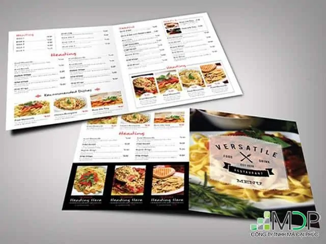 Dịch vụ in menu chất lượng tại Mã Đại Phúc