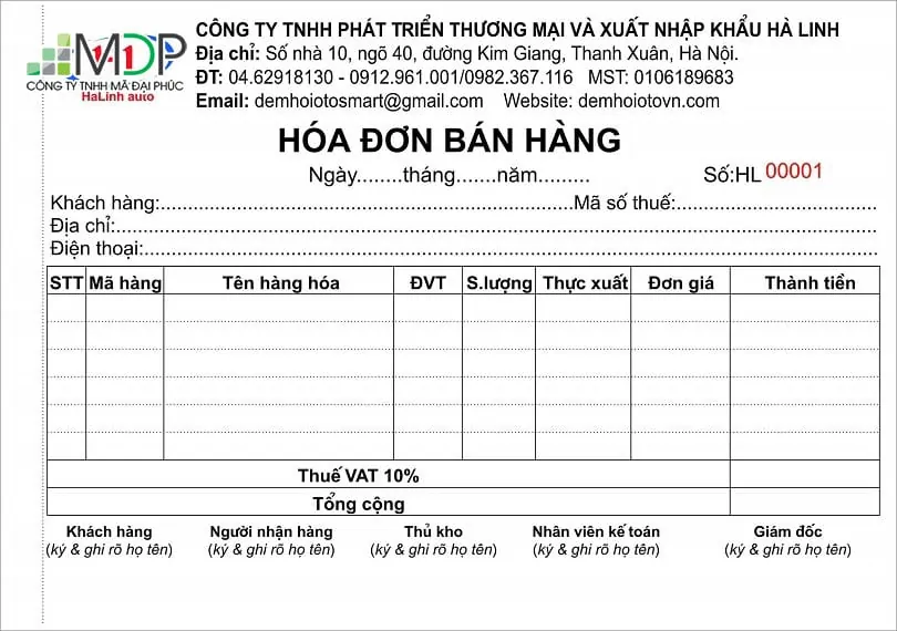In hóa đơn bán lẻ bao nhiêu tiền