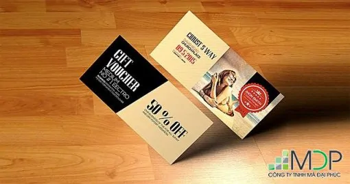Kích thước in voucher cần chuẩn với file thiết kế và nhu cầu sử dụng.