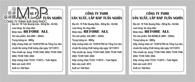 Tem phụ ghi thông tin của công ty