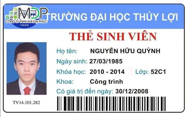 Thẻ sinh viên in ngang